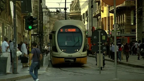 Milan tram pass Stock Footage 75892579