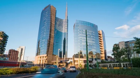 Milan, Unicredit tower Stock Footage 74724981