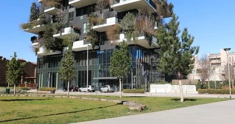 Milan vertical forest with blue sky background Stock-Footage 125543468