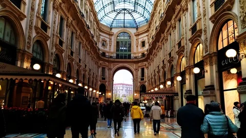 Milan Vittorio Emanuele gallery 4K Stock Footage