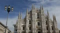 Milan West Facade Cathedral Duomo Square European Old Town Fashion Capital City HD Footage