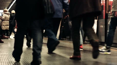 Milano Commuters Leaving a Metro Train Stock-Footage 52056678