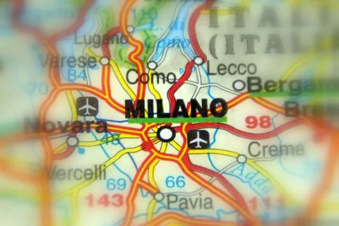 Milano on a map Stock Photos