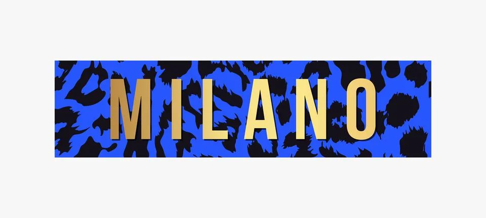 Milano slogan typography on leopard pattern background. Fashion t-shirt design Stock Illustration