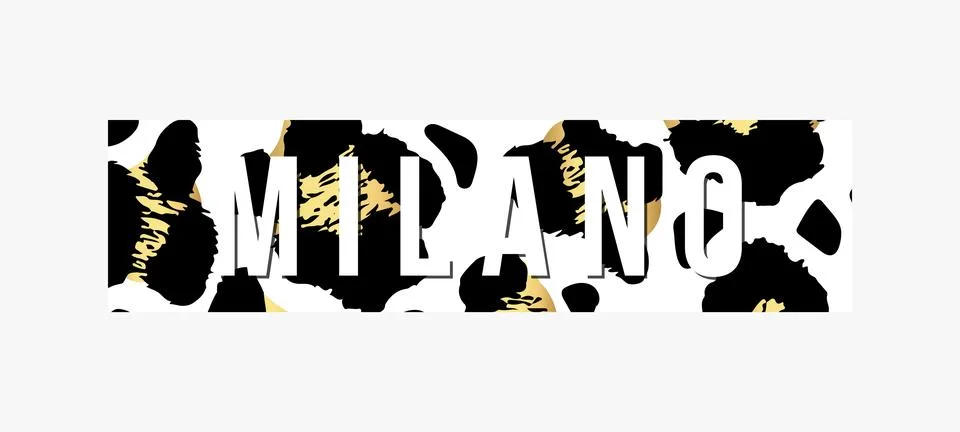 Milano slogan typography on leopard pattern background. Fashion t-shirt design Stock Illustration