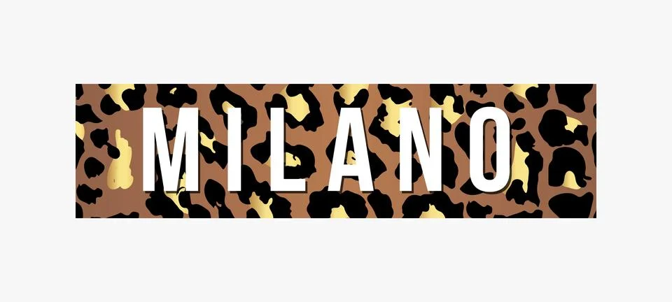 Milano slogan typography on leopard pattern background. Fashion t-shirt design Stock Illustration
