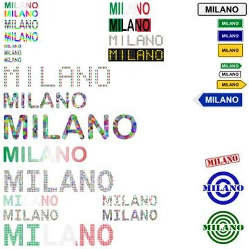 Milano text design set Stock Illustration
