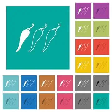 Mild chili pepper level square flat multi colored icons Stock Illustration