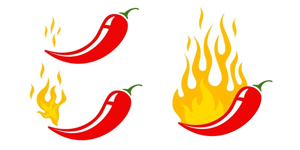Mild, medium and hot chilli pepper. Vector emblems jalapeno or chilli peppers Stock Illustration