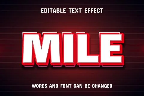 Mile 3d text effect Stock Illustration