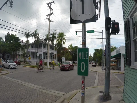 Mile Marker Zero on US 1 at Key West The Florida Keys Stock-Footage 80470504