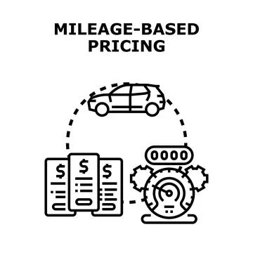 Mileage based pricing for vehicle usage concept Stock Illustration