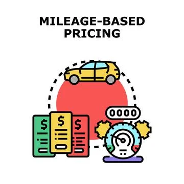 Mileage based pricing for vehicle usage concept Stock Illustration