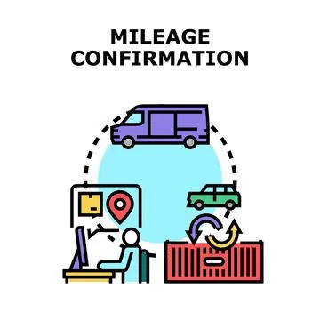 Mileage confirmation process for vehicle logistics and transportation Stock Illustration