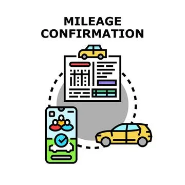 Mileage confirmation vector concept with car document and mobile app Stock Illustration