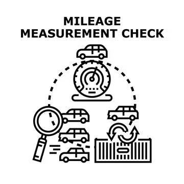 Mileage measurement checking process identifying vehicle data Stock Illustration