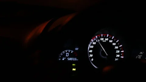 Miles of engine speed, high-speed car tires at night Stock Footage 90253386