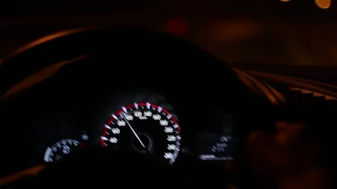 Miles of engine speed, high-speed car tires at night Stock Footage 90253408