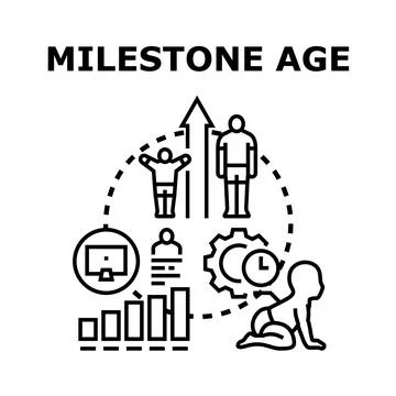 Milestone age concept showing human life development Illustrazione stock