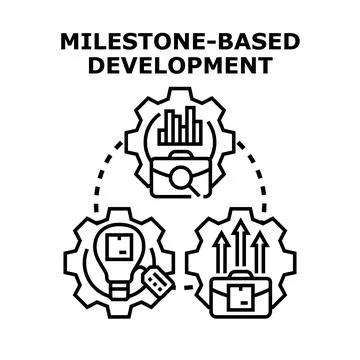 Milestone based development strategy planning business process Stock Illustration