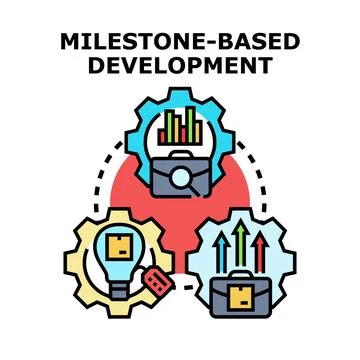 Milestone based development strategy planning business process Stock Illustration