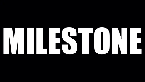 Milestone Bold Text Animation on Dark Background Stock Footage 331810289