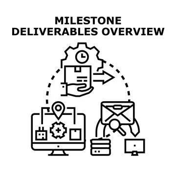 Milestone deliverables overview process concept illustration Stock Illustration