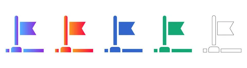 Milestone Flag Marker Icon Set 库存插图