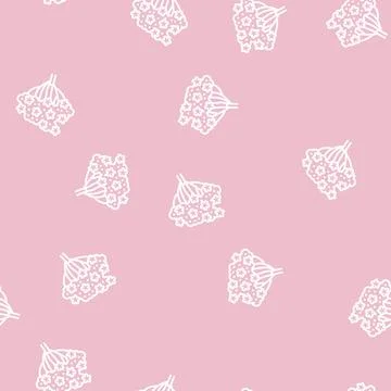 Milfoil plant line seamless pattern 스톡 일러스트