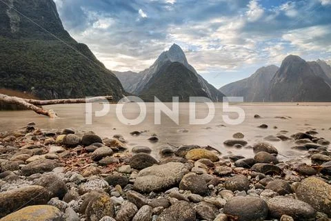 Milford Sound & Clouds Stock Photos
