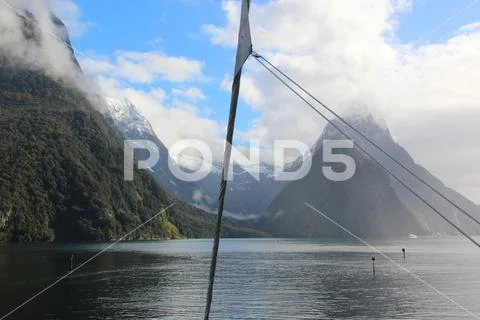 Milford Sound from the Shipping Vessel Stock Photos