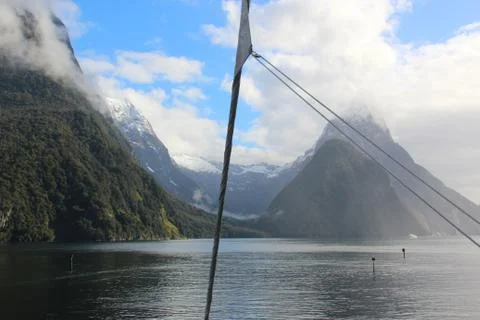 Milford Sound from the Shipping Vessel Stock Photos