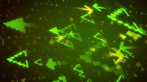 Militant 3d rendering of small yellow darts opposing big light green star ste Stock Illustration