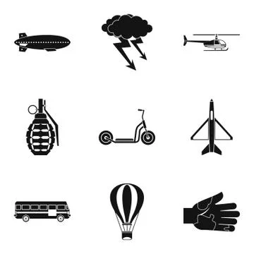 Militant icons set, simple style Stock Illustration