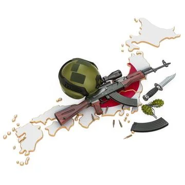 Militärische Kraft, Armee oder Krieg Konflikt in Japan Konzept. 3D-Renderi.. Stock Photos