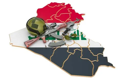 Militärische Kraft, Armee oder Krieg Konflikt im Irak Konzept. 3D-Renderin.. Stock Photos