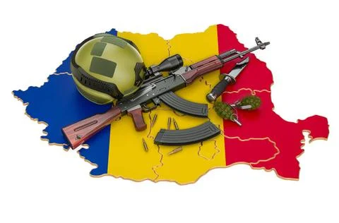 Militärische Kraft, Armee oder Krieg Konflikt in Rumänien Konzept. 3D-Rend. Stock Photos