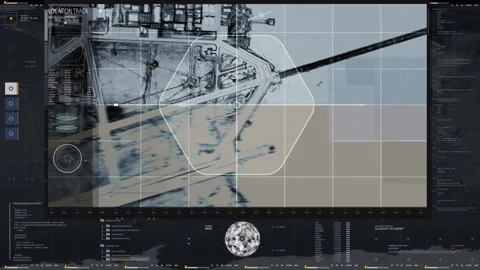 Military Air Force Base Position Radar Scan With Surveillance Tracking Analysis Stock Footage 319263266