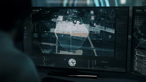 Military Aircraft Base Location Data Analysis By Advanced Secret Security System Stock Footage 166540506