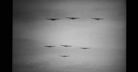 Military aircraft flying in formation Stock Footage