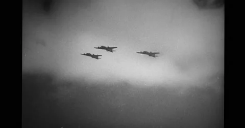 Military aircraft flying in formation Stock Footage