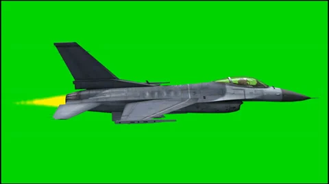 Military Aircraft  jet F16 in fly - isolated green screen footage Stock Footage 33626713