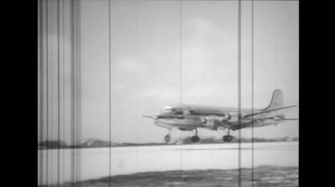 Military aircraft landing and taxiing Stock Footage