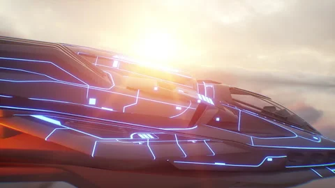 Military alien sci fi ship flying over clouds. Видео 304681184