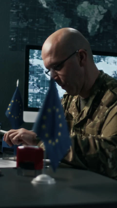 Military Analyst Working in European Command Hub Stock Footage 301671558