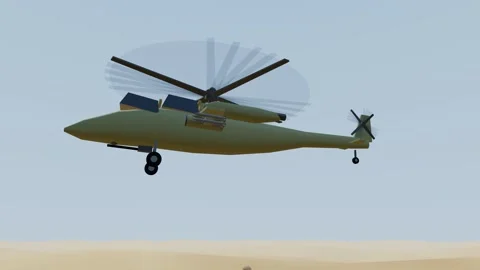 Military attack helicopter desert daylight low angle flight 스톡 동영상 340900558