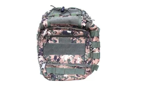 Military Backpack on Isolated Foto stock
