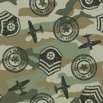 Military badges seamless pattern Stock Illustration