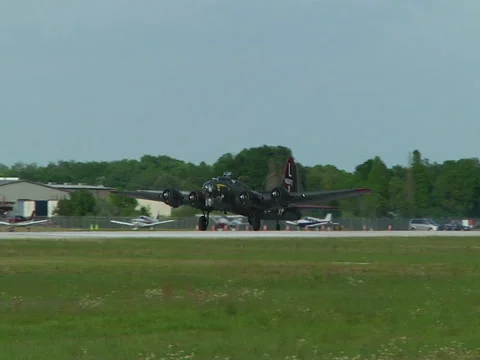 Military bomber take off Stock Footage 45665373