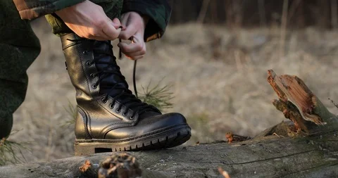 Military boot Stock Footage